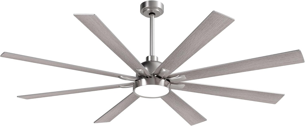 Large Ceiling Fans with Lights and Remote - 72 Inch Brushed Nickel Ceiling Fan with Light, Quiet DC Motor, 3 CCT, Modern Dimmable Lighting & Ceiling Fans for Living Room Patio,Indoor/Outdoor