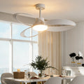 52 inch White Modern Ceiling Fans With Lights And Remote,New Round 3 Blades With 24W 2400LM High Bright LED Light, Quiet Powerful DC Pure Copper Motor for Patio Living Room Bedroom Indoor Outdoor