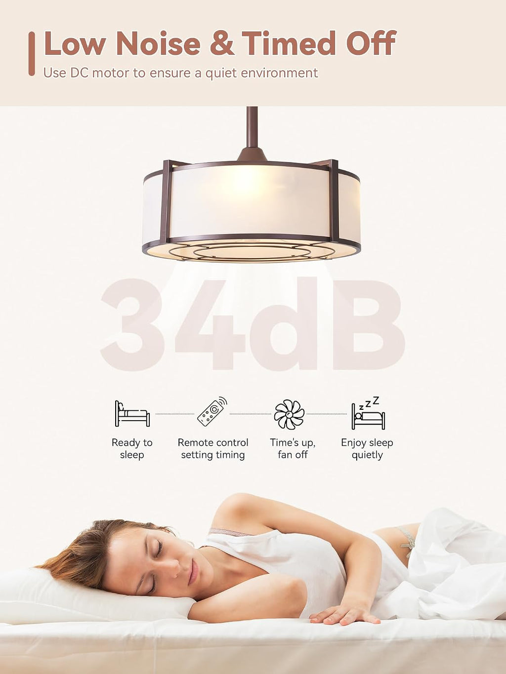 20' Brown Fandelier Ceiling Fans with Lights, Boho Rattan Ceiling Fan with Light Remote Control, Caged Mid-Century Modern with 6 Speeds for Bedroom, Nursery, Living Room