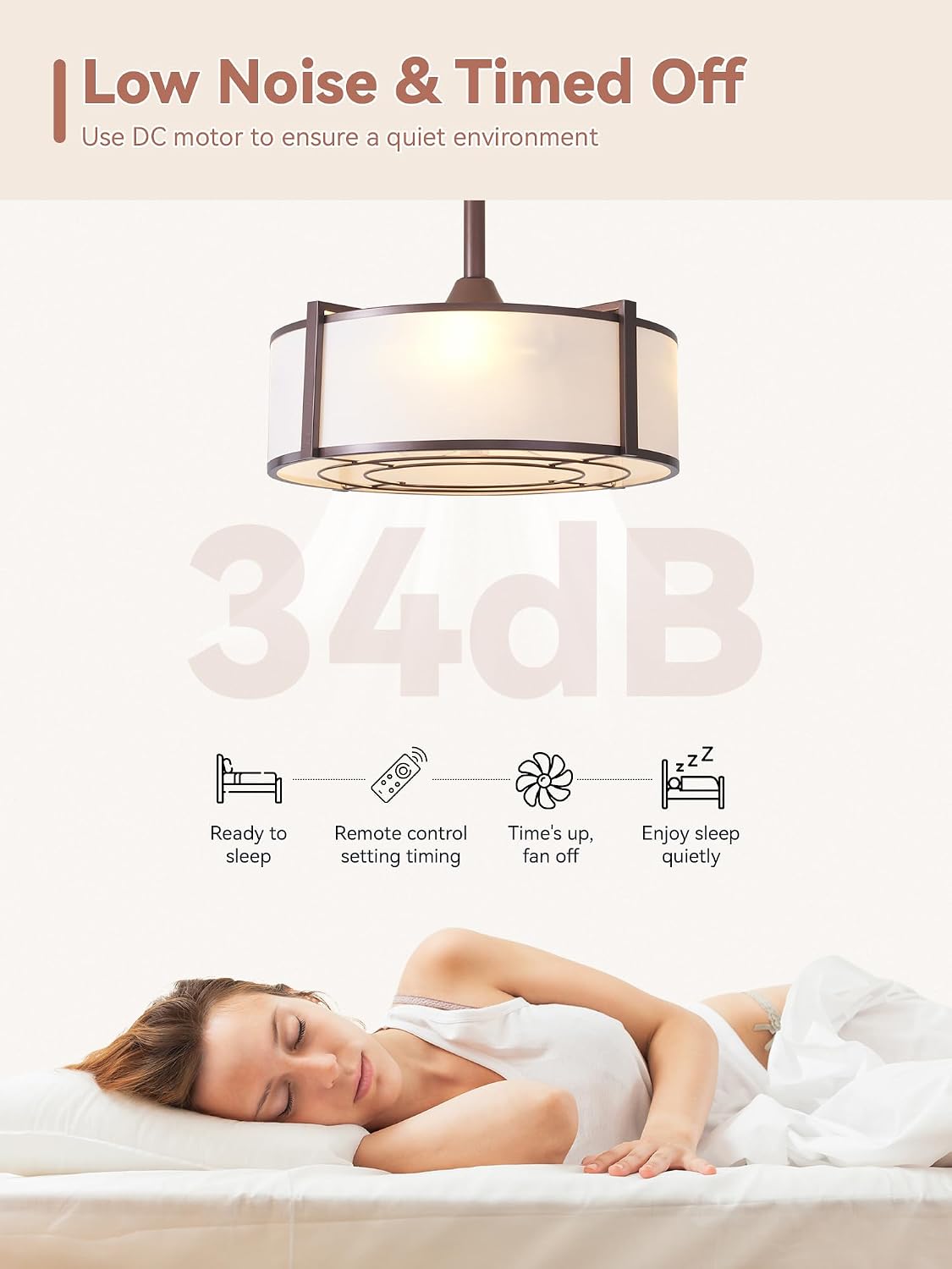 20' Brown Fandelier Ceiling Fans with Lights, Boho Rattan Ceiling Fan with Light Remote Control, Caged Mid-Century Modern with 6 Speeds for Bedroom, Nursery, Living Room