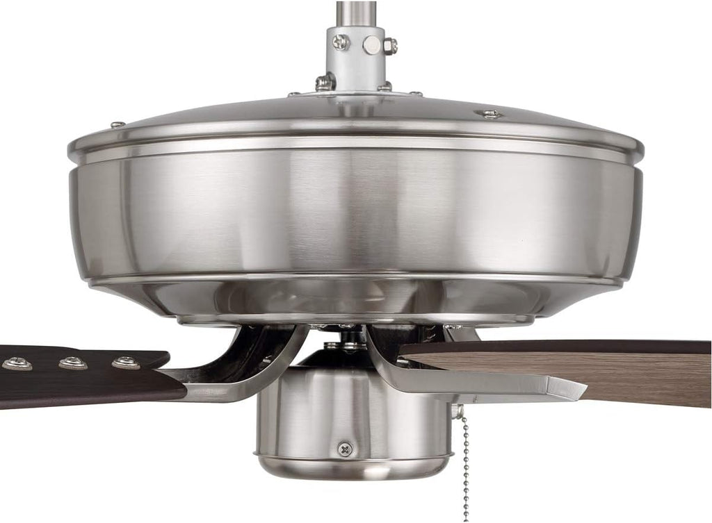 Craftmade 52' Pro Plus P52BNK5-52DWGWN Indoor Fan with in Brushed Polished Nickel with Reversible Greywood/Grey Walnut Blades