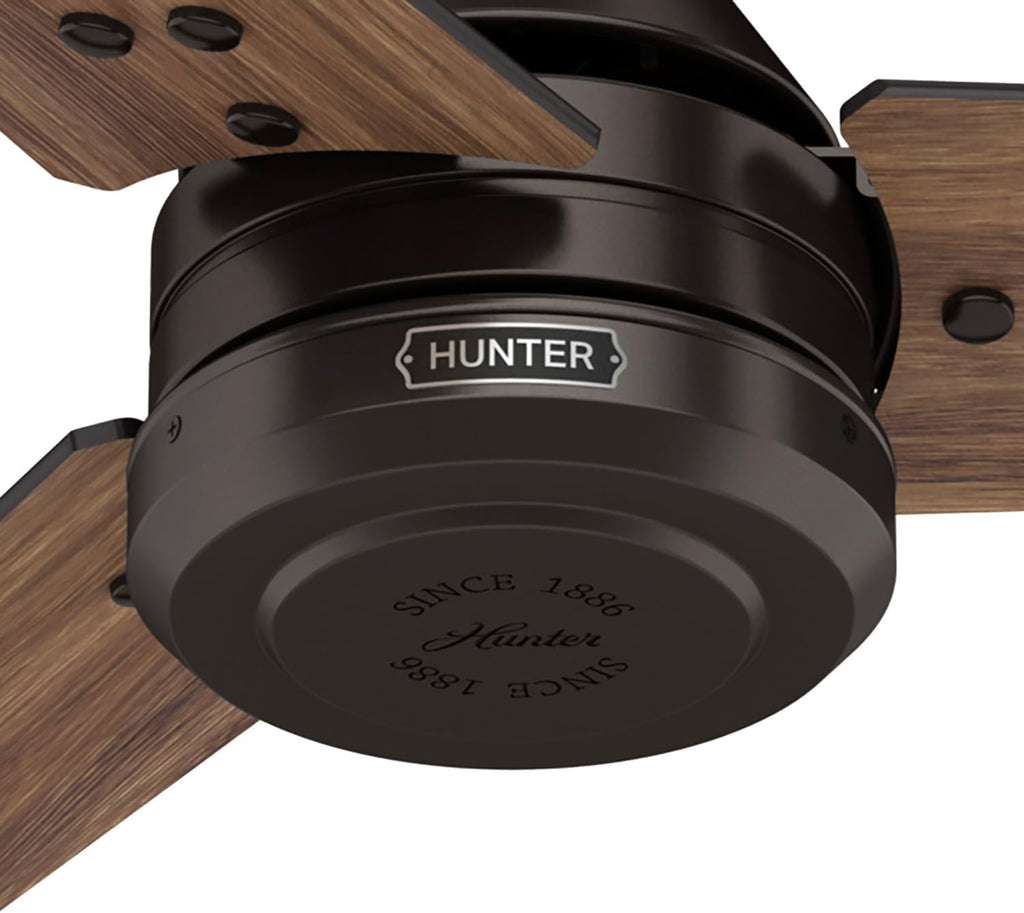 Hunter 60' Cassius ENERGY STAR Outdoor Ceiling Fan, Wall Control, Bronze | 64% more efficient than conventional models, with 4-speed Eco Whisper DC motor for great rooms or covered patios.