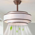 20' Caged Ceiling Fans with Lights and Remote, Fandelier Ceiling Fan with Light, Modern Bladeless Quiet Reversible Motor 6 Speeds for Bedroom, Nursery, Living Room, Brown