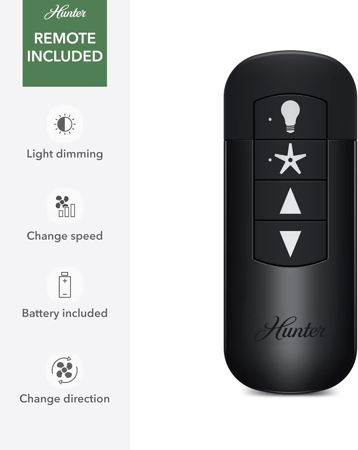 Hunter Fan 54 inch Ceiling Fan with Lights and Remote, Outdoor or Indoor Black Modern Ceiling Fan for Porch, Living Room, Office, Kitchen (Renewed)