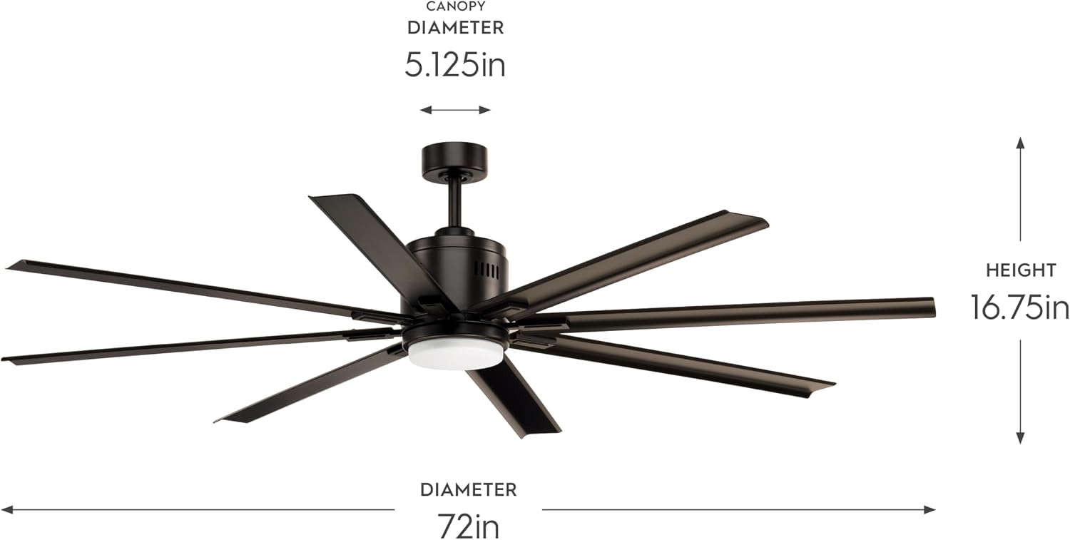 Vast Collection 72-Inch 8-Blade Bronze Modern Ceiling Fan