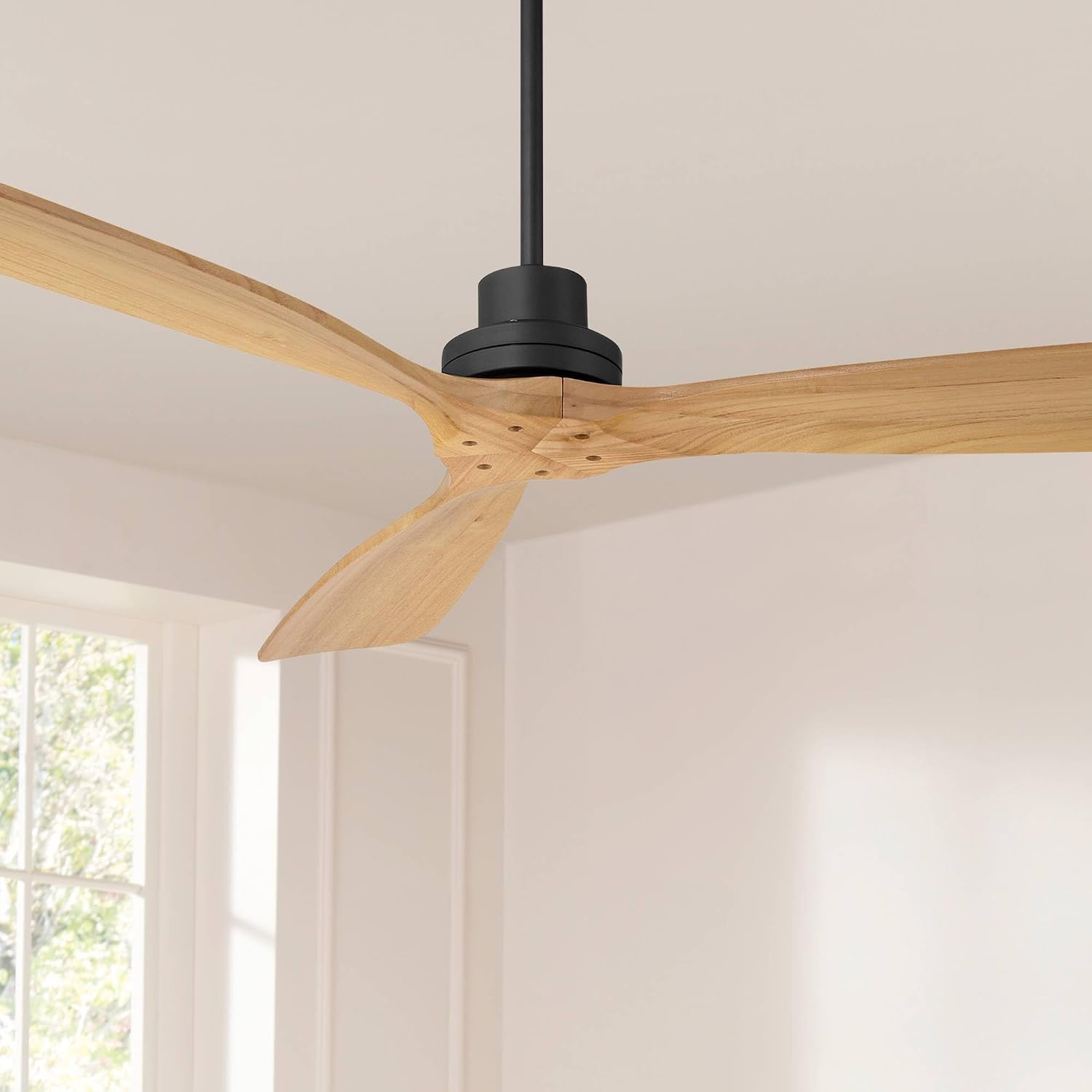 Casa Vieja 52' Delta Modern Country Indoor Cottage Core Outdoor Ceiling Fan 3 Blade Remote Control Matte Black Finish Wood Blades Bedroom Patio Living Room DC Motor Decorative Damp Rated Garage