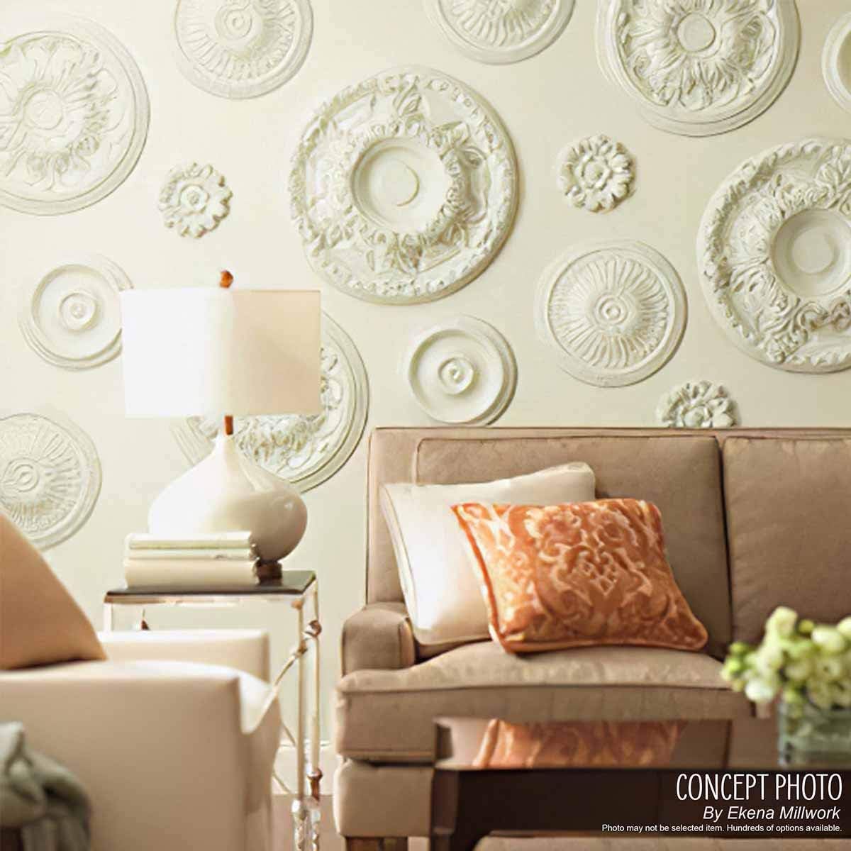 Ekena Millwork CM12CLSLS 12 3/8'OD X 4'ID X 1 1/8'P Classic Ceiling Medallion Fits Canopies Up to 7 1/4', Silver