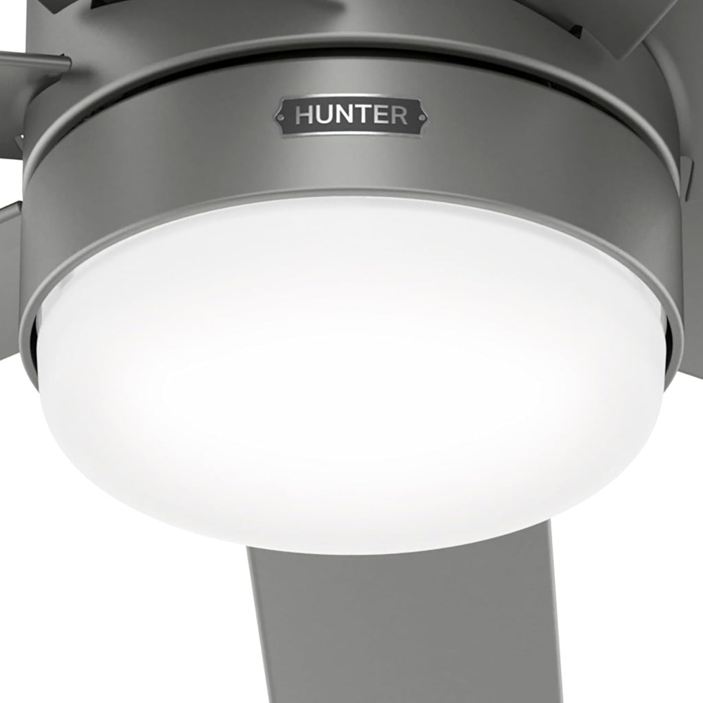 Hunter Fan 52 inch Matte Silver Indoor/Outdoor Ceiling Fan with Light and Remote Control for Bedroom, Living Room, Office, Basement, Kitchen, Patio, CC5C23C76 (Renewed)