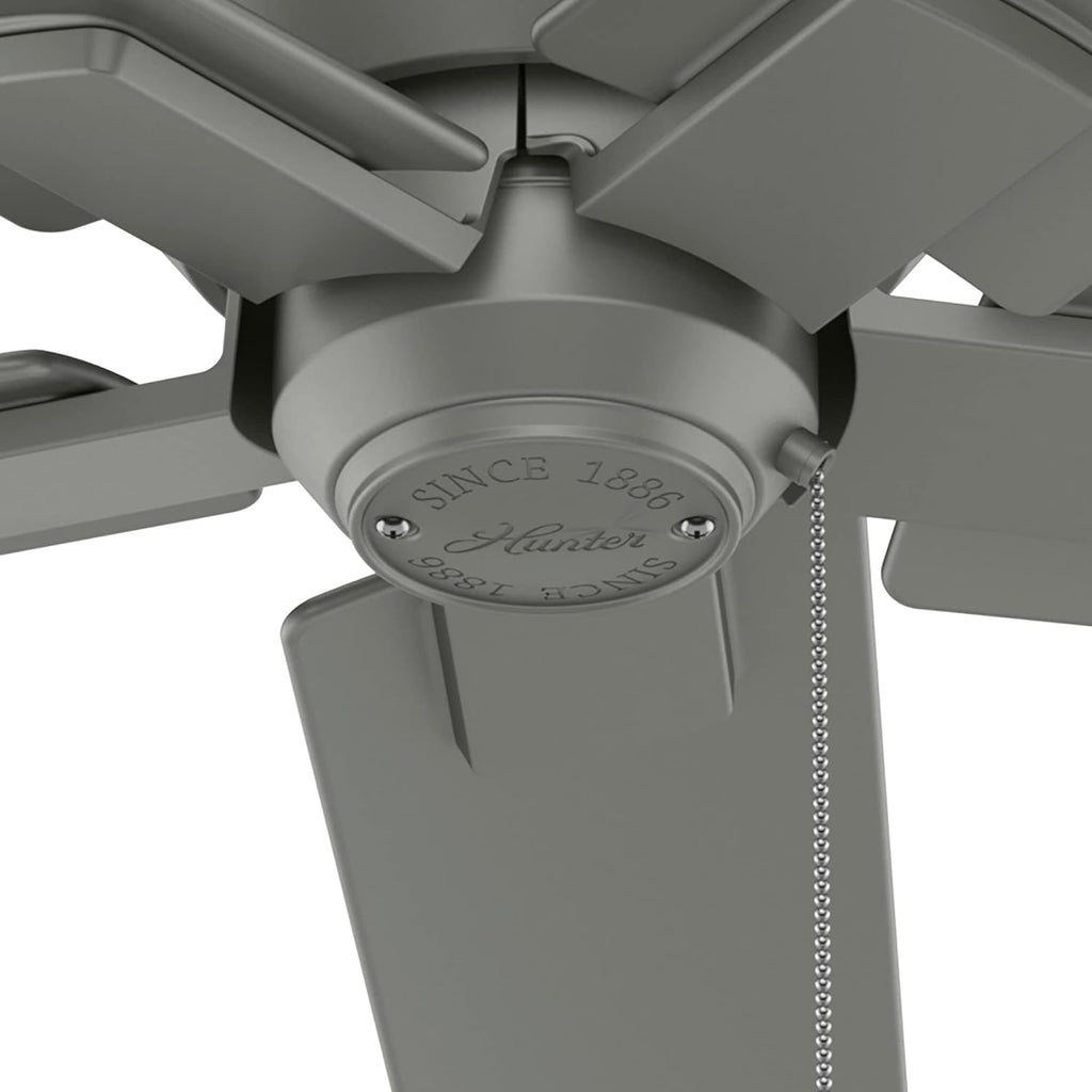Hunter Fan 44 inch Ceiling Fan with Pull Chain and No Light, Outdoor or Indoor Matte Silver Ceiling Fan for Porch, Living Room, Office, Kitchen, Garage (Renewed)