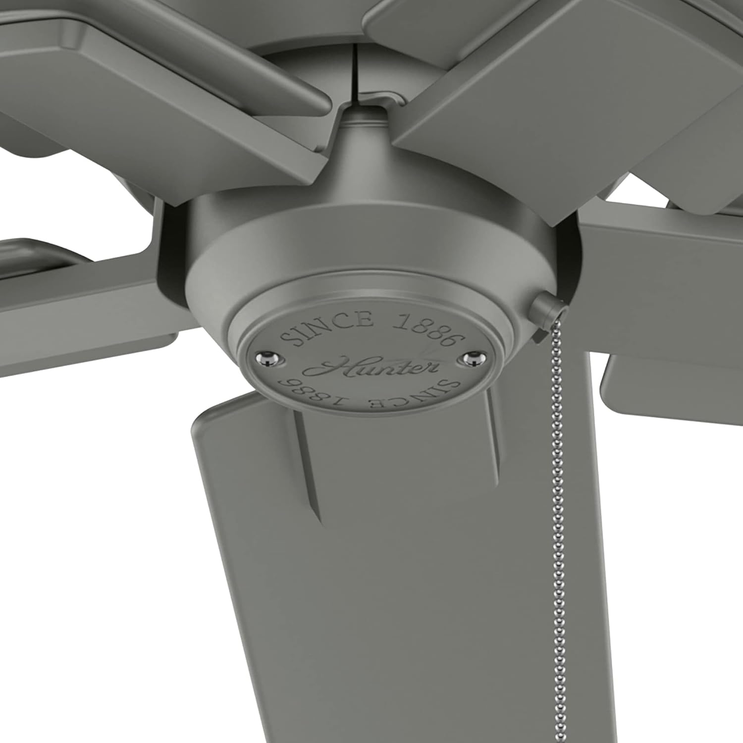 Hunter Fan 44 inch Ceiling Fan with Pull Chain and No Light, Outdoor or Indoor Matte Silver Ceiling Fan for Porch, Living Room, Office, Kitchen, Garage (Renewed)