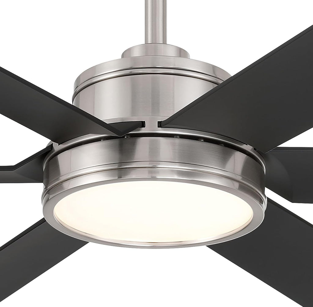 MINKA-AIRE F897L-BNW/CL Cairo 65' 6-Blade LED Smart Indoor/Outdoor Ceiling Fan - Brushed Nickel Wet and Coal Finish Blades with Matte Lens