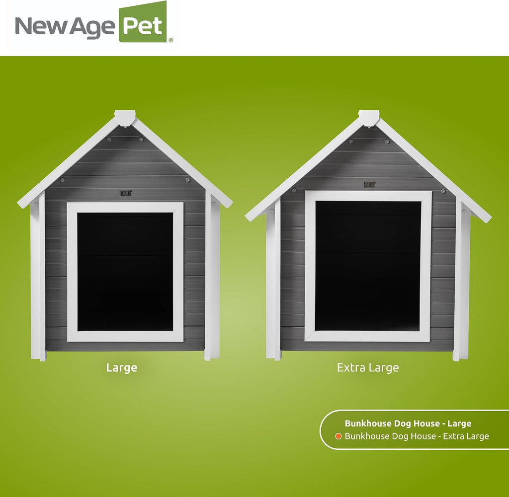 New Age Pet ECOFLEX Bunk Style Dog House for Large Dogs Weather Resistant, Non Toxic, Easy Assembly in Grey