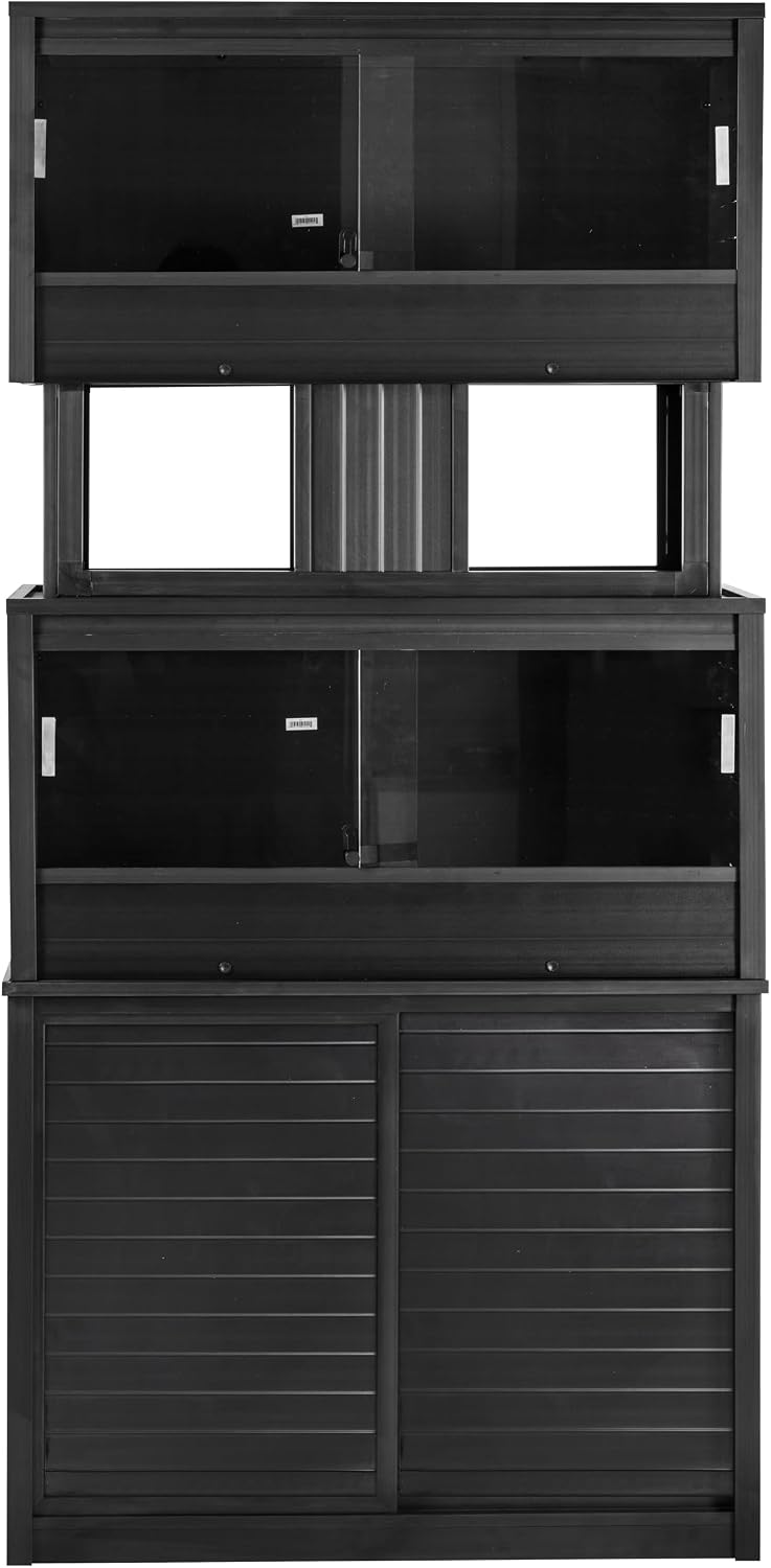 New Age Pet ECOFLEX Two Medium Reptile Enclosures with Matching Stacker and Cabinet Stand Set in Black