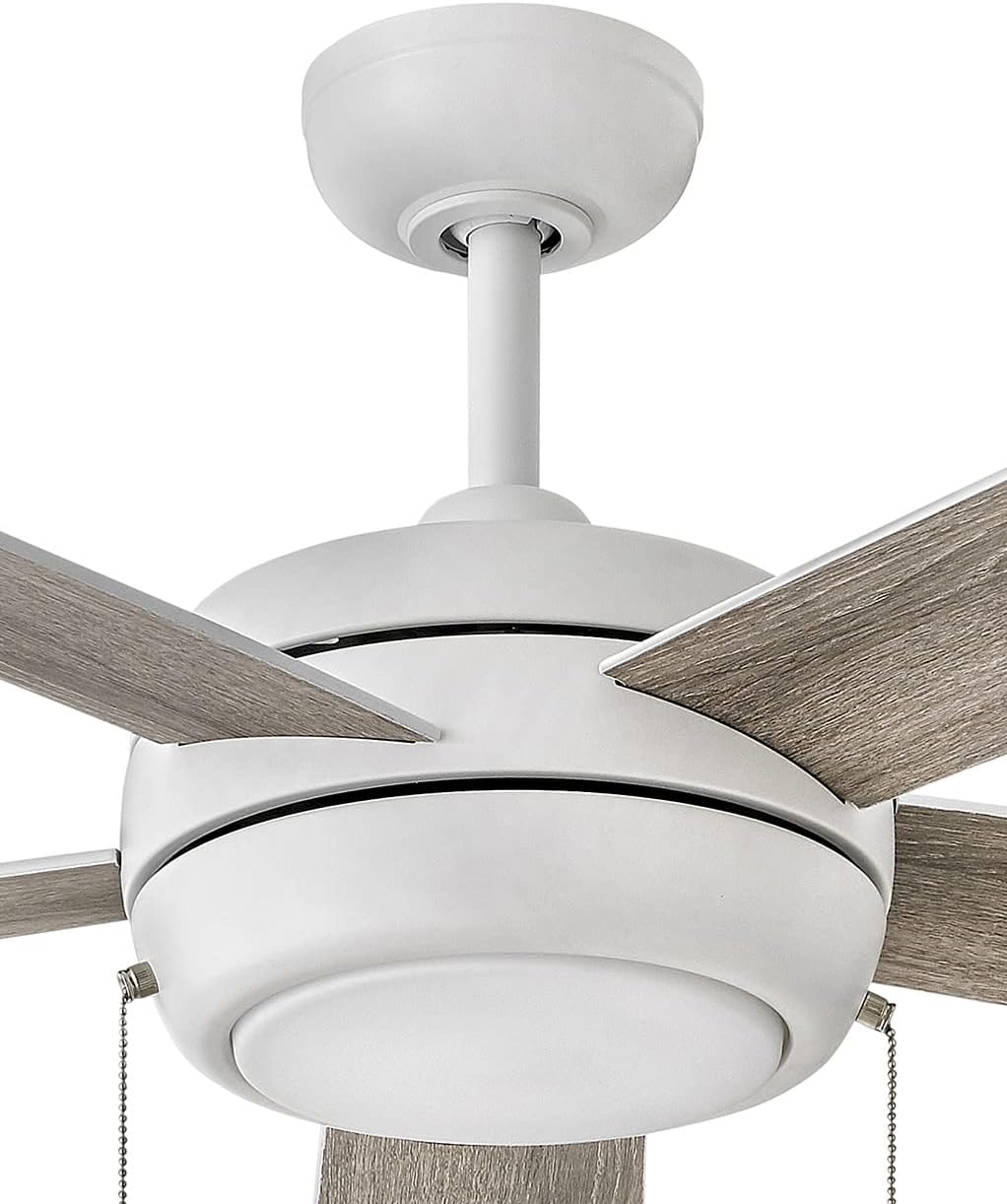 Hinkley Croft 52' Indoor Ceiling Fan with Light, Pull Chain Operation, Reversible Wooden Fan Blades, Integrated LED, Chalk White