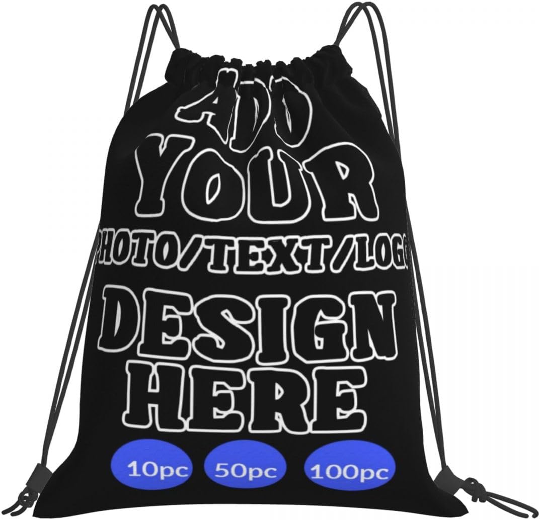 Custom Drawstring Backpack Set Of 10/50/100 Personalized Draw String Back Bag With Your Logo for Gym, Travel & Everyday Style14