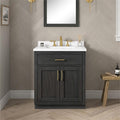 Pemberly Row 30' Bathroom Vanity, Matte Black Wood Frame, White Countertop with Undermount Ceramic Sink, Freestanding Design, Tilt-Down Drawer, Soft-Close Cabinets, Ideal for Half-Baths or En-Suites