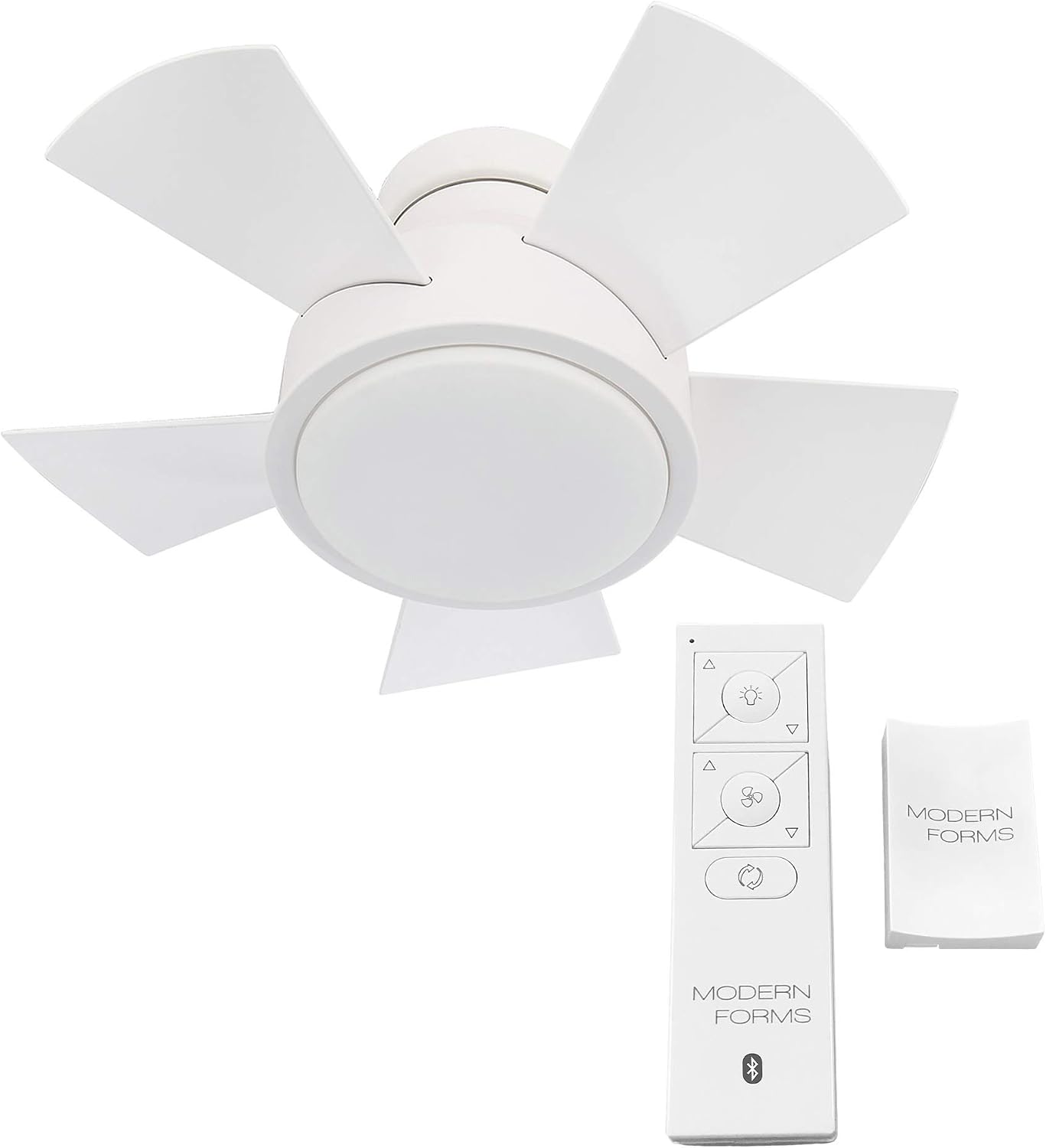 Modern Forms Vox 26 in Smart Indoor and Outdoor Smart Flush Mount Ceiling Fan in Matte White with Remote Control 3000K