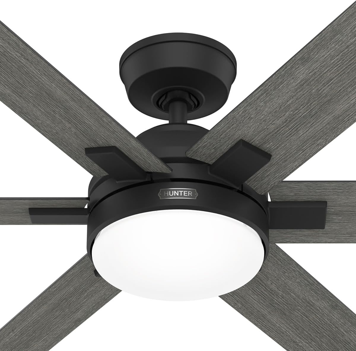 Hunter Fan 52 inch Matte Black Indoor Ceiling Fan with Light and Remote for Bedroom, Large Room/Great Room, Dining Room, Kitchen, Office (Renewed)