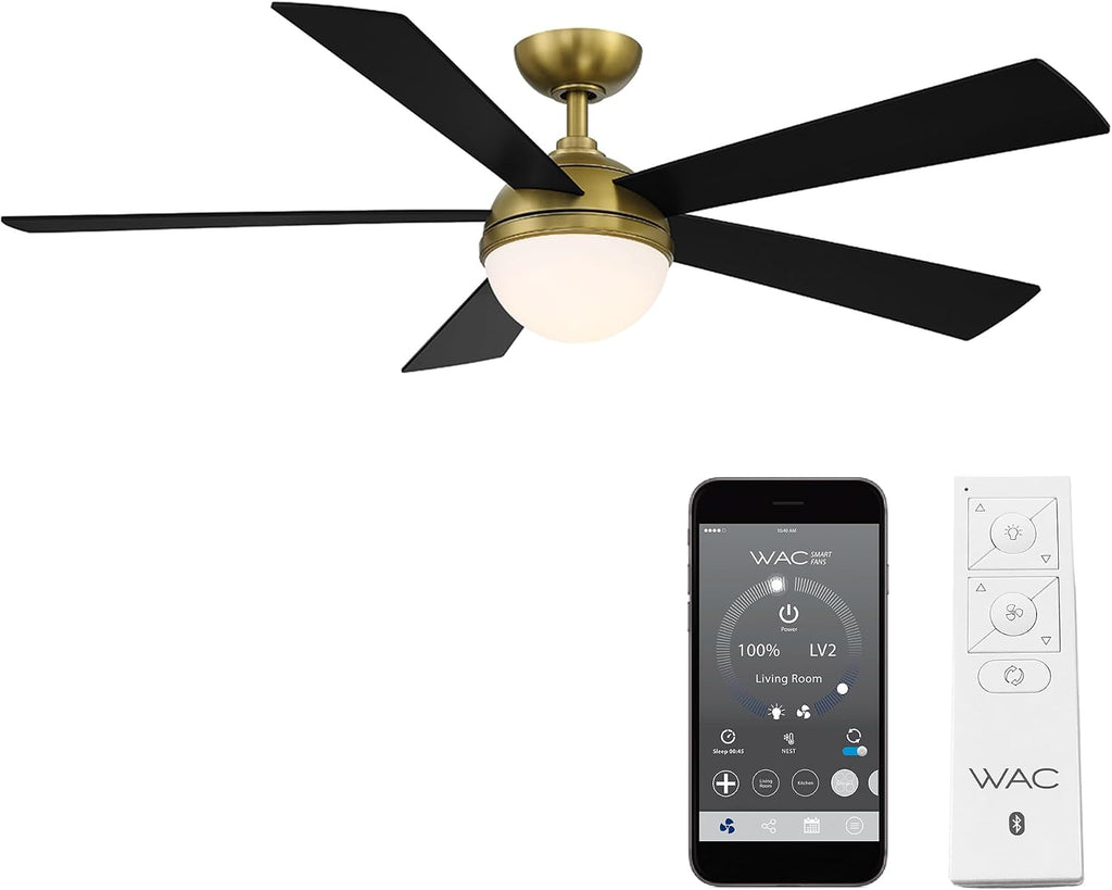 WAC Lighting Eclipse 5-Blade Aluminum Smart Ceiling Fan in Brass/Matte Black
