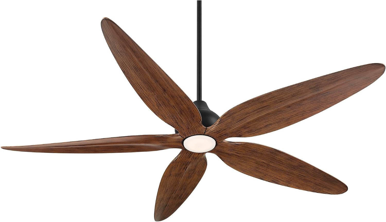Casa Vieja 60' Lotus Bay Modern Coastal Indoor Outdoor Ceiling Fan 5 Blade LED Light Remote Control Matte Black Finish Brown Walnut Finish Blades Bedroom Patio Living Room Damp Rated Decorative