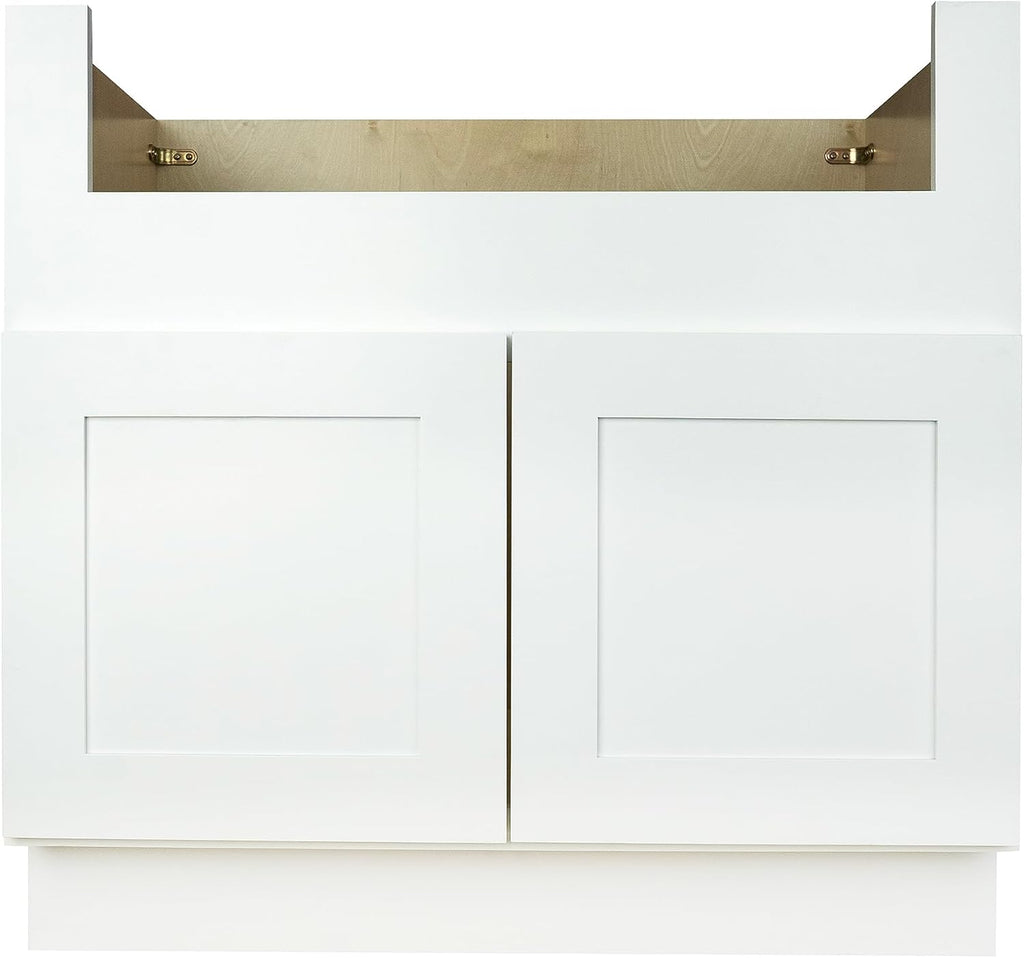 Hollywood Fabiani Design Farm Sink Base Kitchen Cabinet 36 in. W x 24 in. D x 34.5 in. H in Shaker White Ready to Assemble