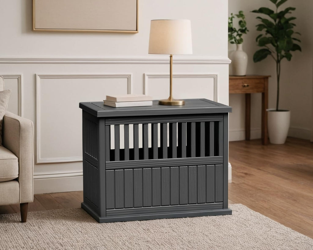 42 Inch Dog Crate Furniture Lockable Dog Kennel Indoor for Large Dogs and Medium Heavy Duty Pet Crate Decorative Pet Cage End Table,Black