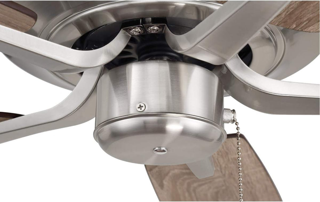 Craftmade 52' Pro Plus P52BNK5-52DWGWN Indoor Fan with in Brushed Polished Nickel with Reversible Greywood/Grey Walnut Blades
