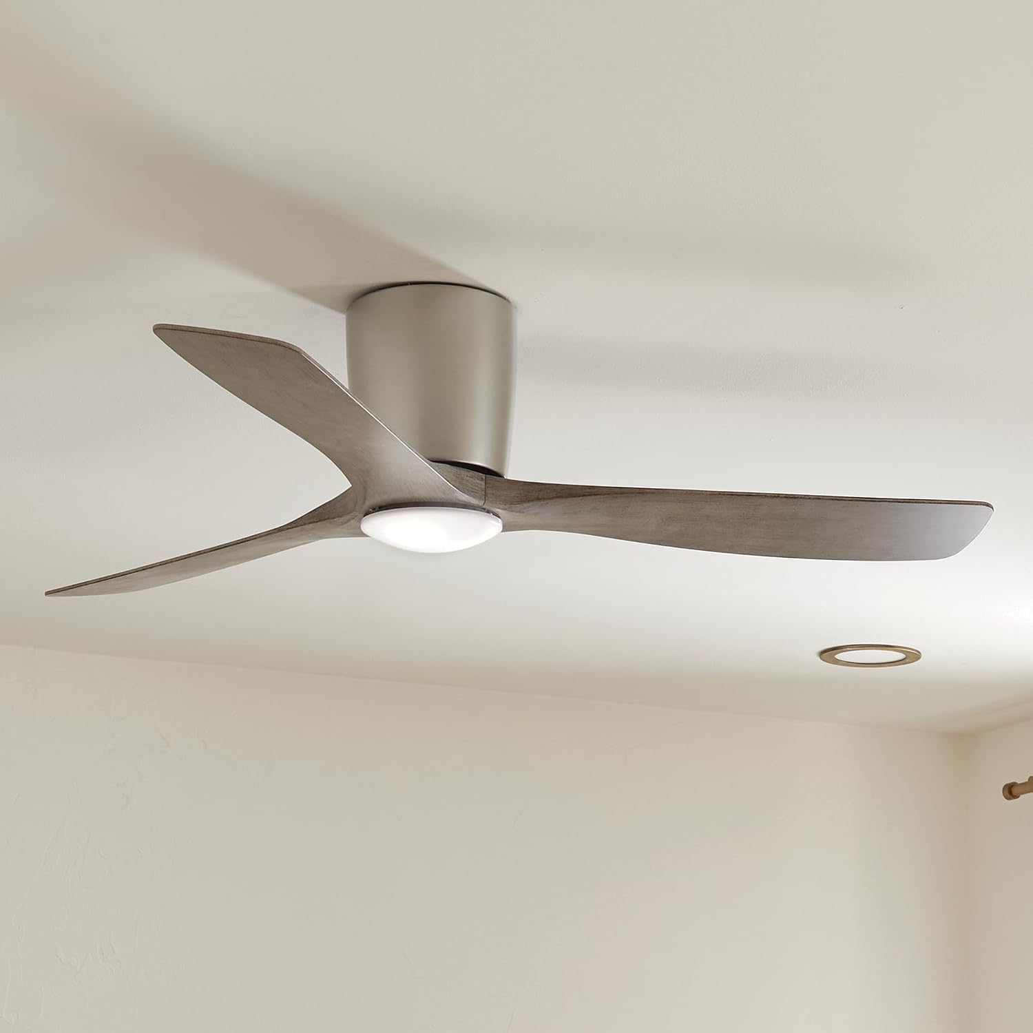 Kichler Volos 54 in Modern Ceiling Fan with LED Light, Brushed Nickel Indoor Fan with Wall Control and Frosted White Lens for Bedroom and Living Room, 300154NI
