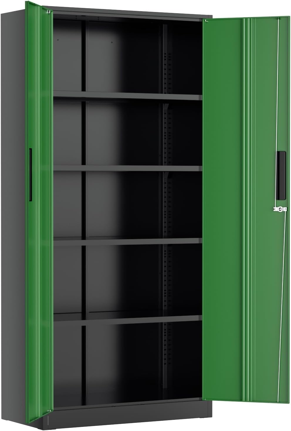 Greenvelly Metal Lockable Storage Cabinet, 72' Storage Cabinet with 2 Doors and 4 Adjustable Shelves for Office, Home, Garage, Pantry (Assembly Required, Black Green)