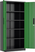 Greenvelly Metal Lockable Storage Cabinet, 72' Storage Cabinet with 2 Doors and 4 Adjustable Shelves for Office, Home, Garage, Pantry (Assembly Required, Black Green)