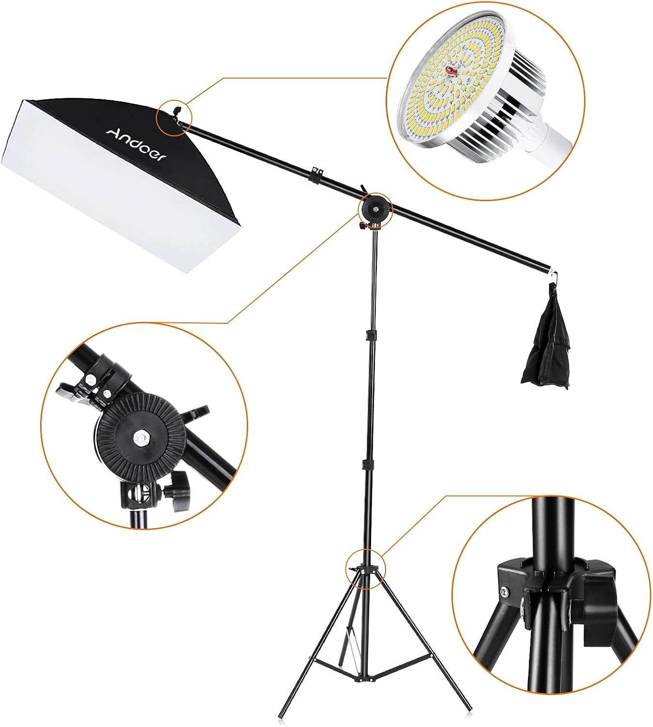 Andoer Photography Lighting Kit with Backdrops, 2800K-5700K 85W LED Softbox, 6.5x10ft Backdrop Stand System, Continuous Studio Lighting Kit for Photo Video Shooting