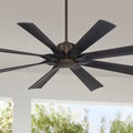 Possini Euro Design 60' Defender Modern Industrial Indoor Outdoor Ceiling Fan with Remote Control Oil Rubbed Bronze Hand-Painted Damp Rated for Patio Exterior House Porch Gazebo Garage Barn Roof