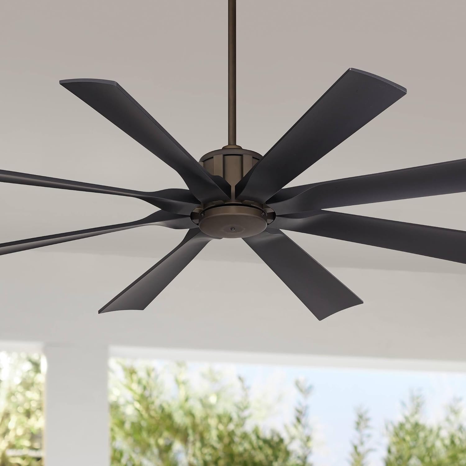 Possini Euro Design 60' Defender Modern Industrial Indoor Outdoor Ceiling Fan with Remote Control Oil Rubbed Bronze Hand-Painted Damp Rated for Patio Exterior House Porch Gazebo Garage Barn Roof