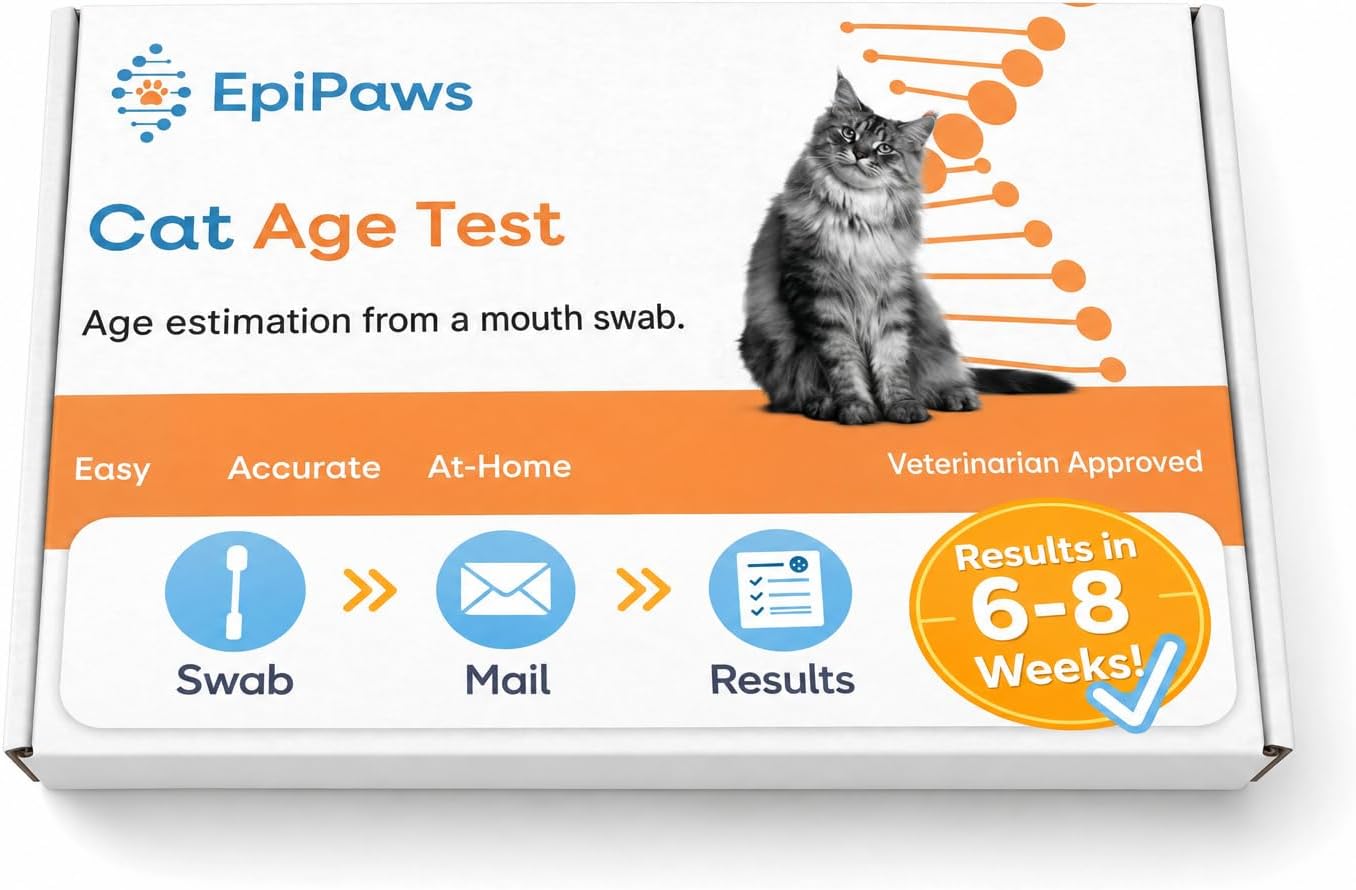 Cat Age Test - At-Home DNA Methylation Test to Estimate Your Cat's Age, Mouth Swab Kit for Rescue & Shelter Cats, Includes Estimated Birthday, Life Stage & Health Insights