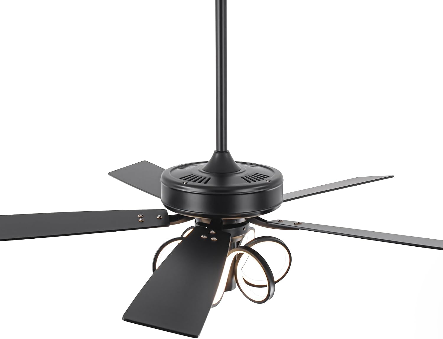 52 Inch Black Ceiling Fans with Lights and Remote - Creative Modern Ceiling Fan for Bedroom Living Room with 3CCT, 6 Speeds, Timer, Dual-Sided Reversible 5 Blades Indoor Outdoor Chandelier Fan