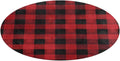 Red Black Buffalo Check Plaid Pattern Coral Velvet Round Floor Mat Non-Slip Bath Rug Floor Covering for Bathroom Vanity Guest Suite & Vacation Home