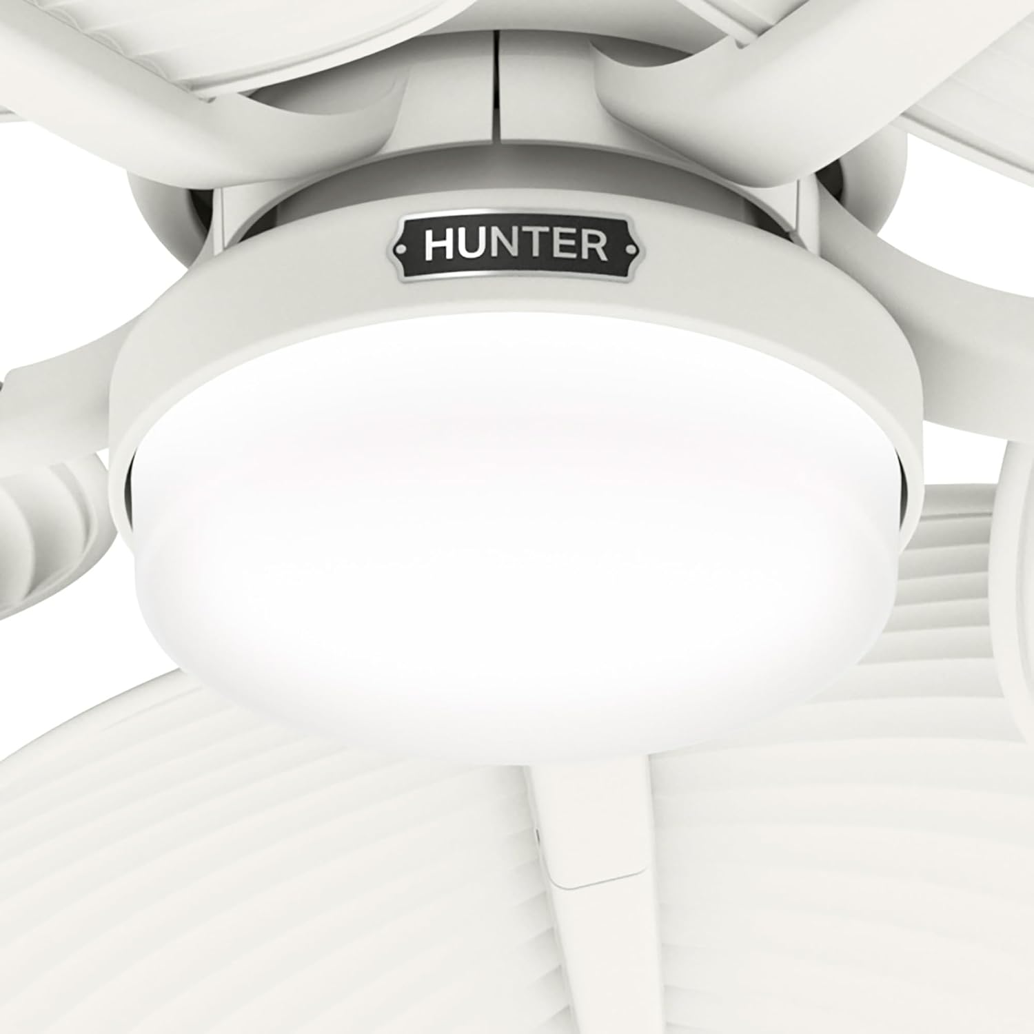 Hunter - Tropic View Indoor/Outdoor Ceiling Fan With Light, Wall Control, 52-inch Coastal-style, 6-speed DC Motor, for porches, patios, sunrooms, bathrooms (Matte White)