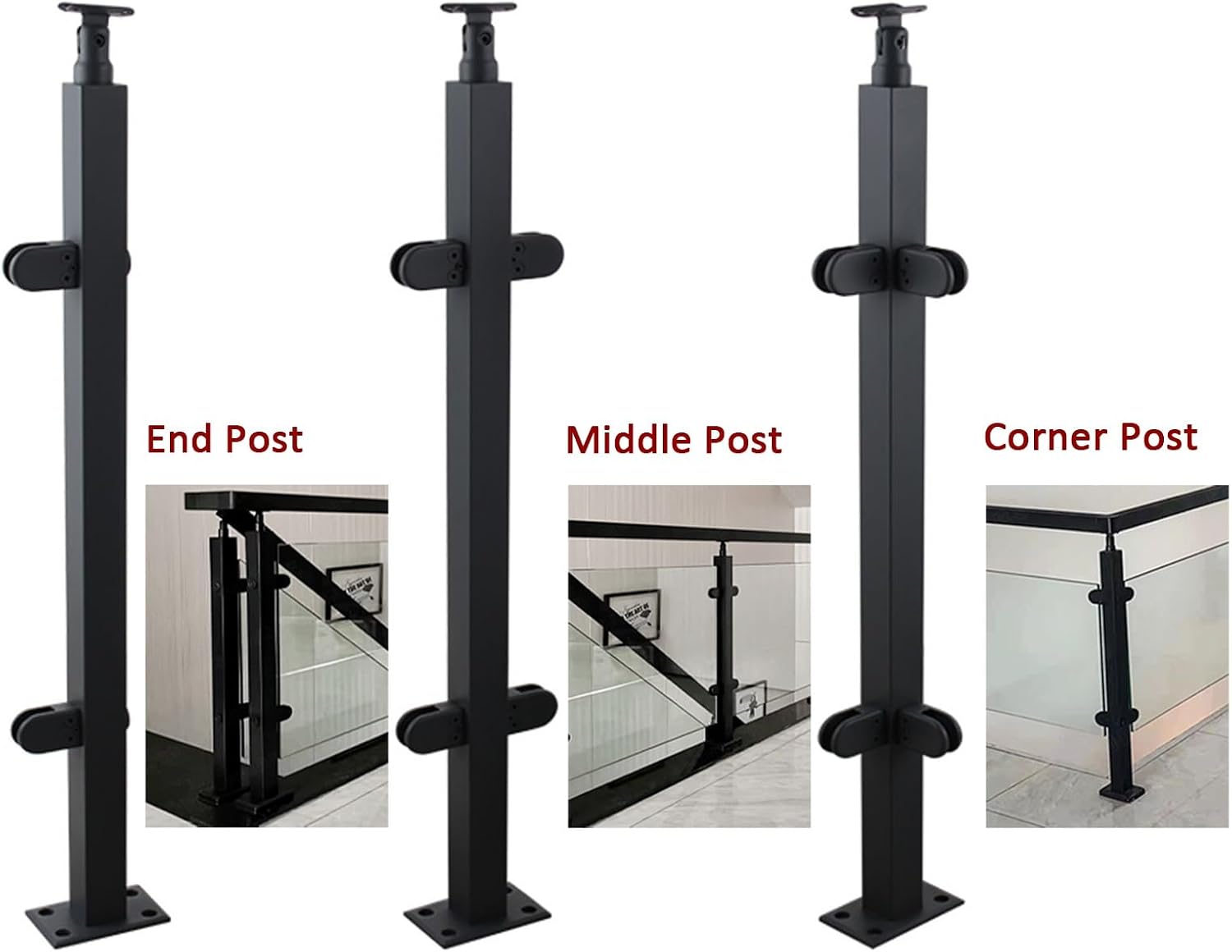 1 2 4 5 6 Pack Glass Balustrade Post 36in, Stainless Steel Pool Fence Railing Post Clamp for Platform Loft Stairs, Wood/Concrete Floor Mounting (Color : Sapphire, Size : 1pack)