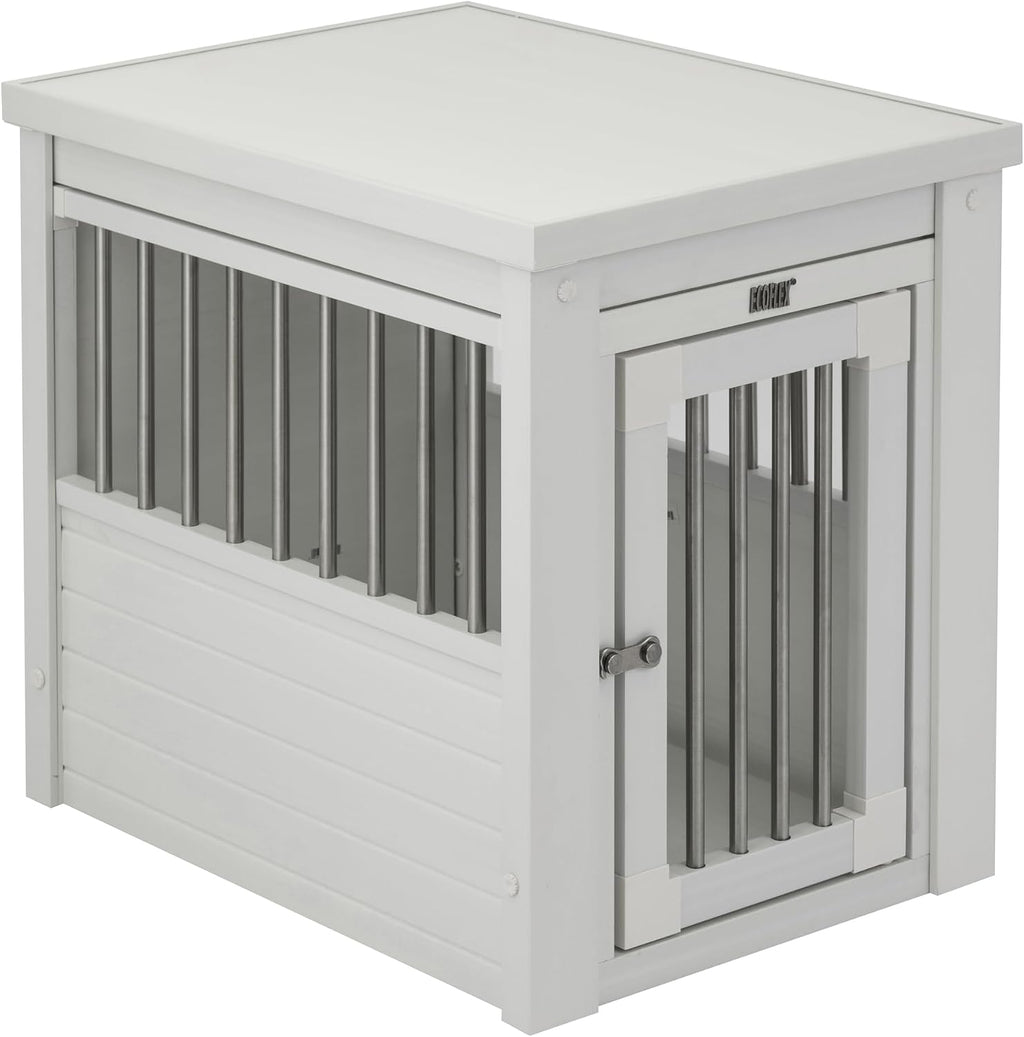 New Age Pet ECOFLEX InnPlace Dog Crate & End Table, Furniture-Style Indoor Kennel for Crate-Trained Dogs, Stainless Steel Spindles, 10-Year Warranty. 4 Colors, 4 Sizes