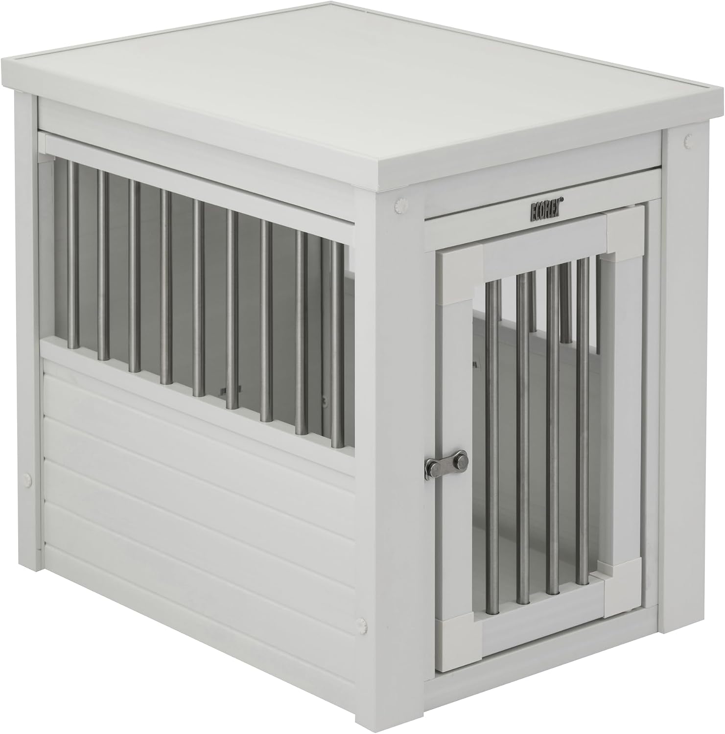 New Age Pet ECOFLEX InnPlace Dog Crate & End Table, Furniture-Style Indoor Kennel for Crate-Trained Dogs, Stainless Steel Spindles, 10-Year Warranty. 4 Colors, 4 Sizes