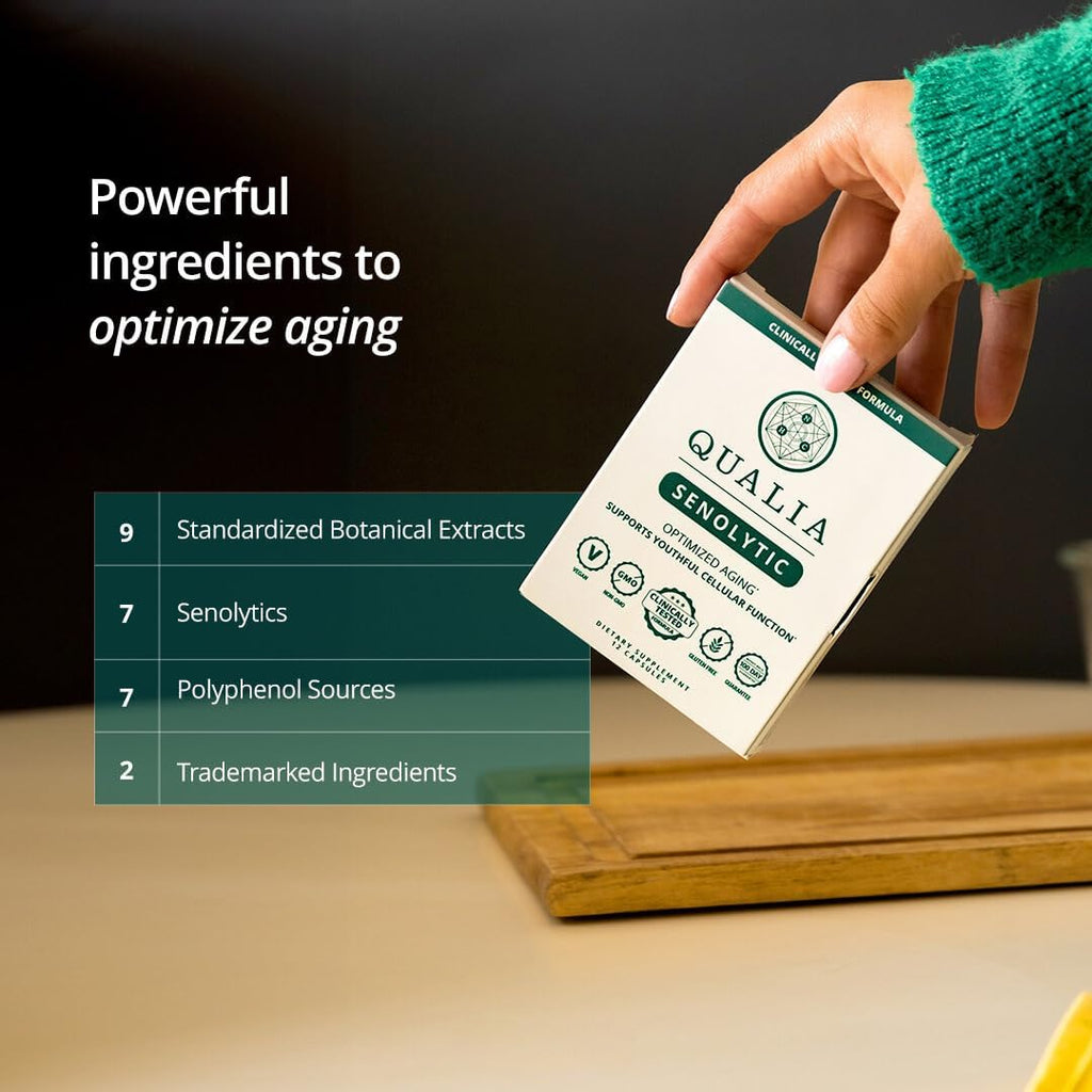 Qualia Life Sciences Qualia Senolytic Ultimate Formula for Enhanced Cell Repair&Rejuvenation 2-Day Aging&Longevity Support Regimen w. Fisetin,Quercetin, Piperlongumine,Senactiv,Curcumin(Pack of 4)