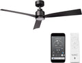 Clean Indoor/Outdoor 3-Blade Smart Compatible Ceiling Fan 52in Matte Black with 3000K LED Light Kit and Remote Control with Wall Cradle. Works with iOS/Android, Alexa, and Google Assistant.