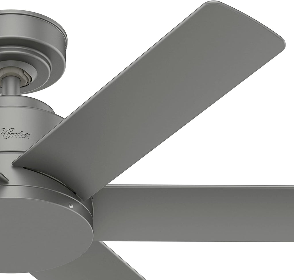 Hunter Fan 44 in Casual Matte Silver Finish Outdoor Ceiling Fan with 6 Blades (Renewed)