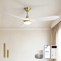 Sofucor 60 Inch Smart Ceiling Fans with Lights-Outdoor Modern Smart White Ceiling Fan with Alexa/Google/APP/Remote Control, Reversible Quiet DC Motor, ABS Blade Ceiling Fan for Living Room/Patios