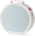 COTRUNKAGE Small Floral Round Hat Box Vintage Luggage Cosmetic Case, D.12/Embossed Blue