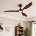 Skylike 52' Wood Outdoor Ceiling Fan with Lights, Propeller Farmhouse Ceiling Fan and Remote Control, 3 Blade Dark Walnut Ceiling Fan for Patio,Porch, Gazebo, Bedroom