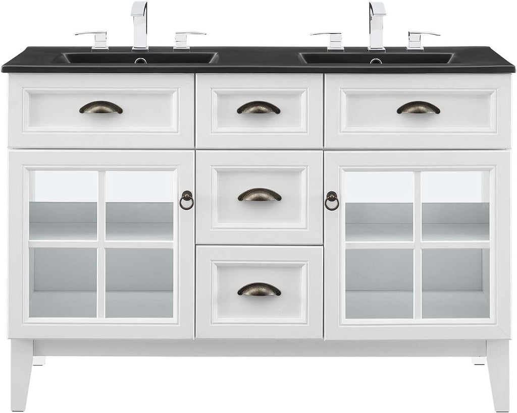 Sink Vanity Cabinet, Wood, White Black, Modern Contemporary, Hotel Bedroom Bathroom Master Suite