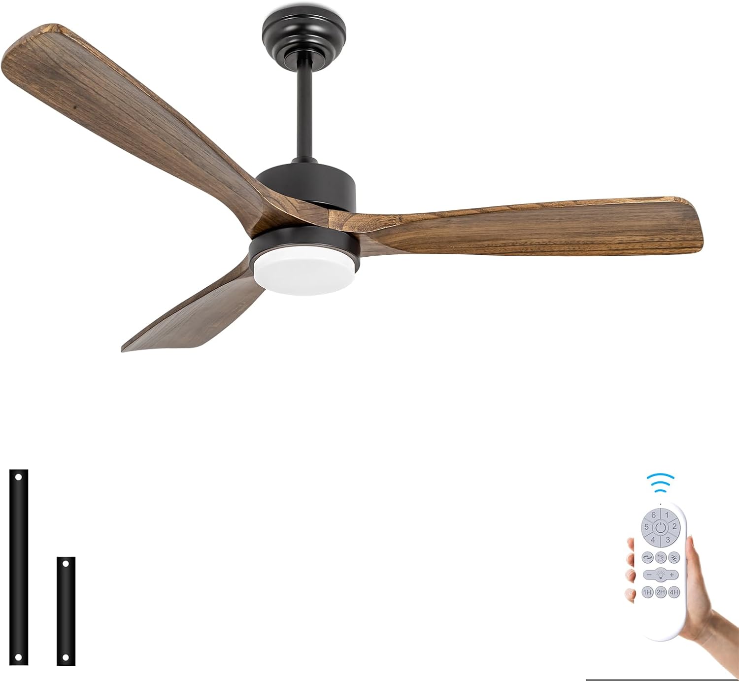 52' Ceiling Fans with Lights and Remote Control, Indoor Outdoor Ceiling Fans Farmhouse, Timing 6 Speeds 3 Color Light with Memory Lighting Function