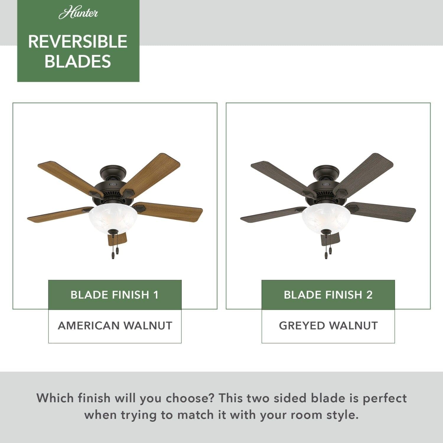 Hunter Fan 44 inch Bronze Indoor Ceiling Fan with Light and Pull Chain for Bedroom, Living Room, Office, Basement, Kitchen (Renewed)