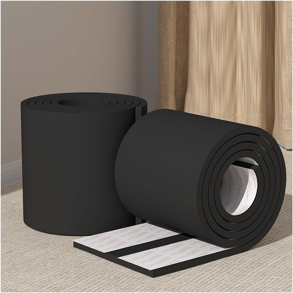 10M Soft Rubber Foam Edge Protector, Self-Adhesive Corner Guards for Tables, Chairs & Furniture, 20CM Wide Safety Strips (Black) - Child & Pet Safe